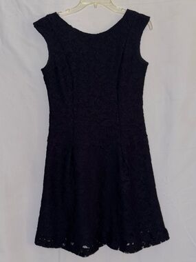 Zara Black Sleeveless Lace Fit-and-Flare Dress Size Small
